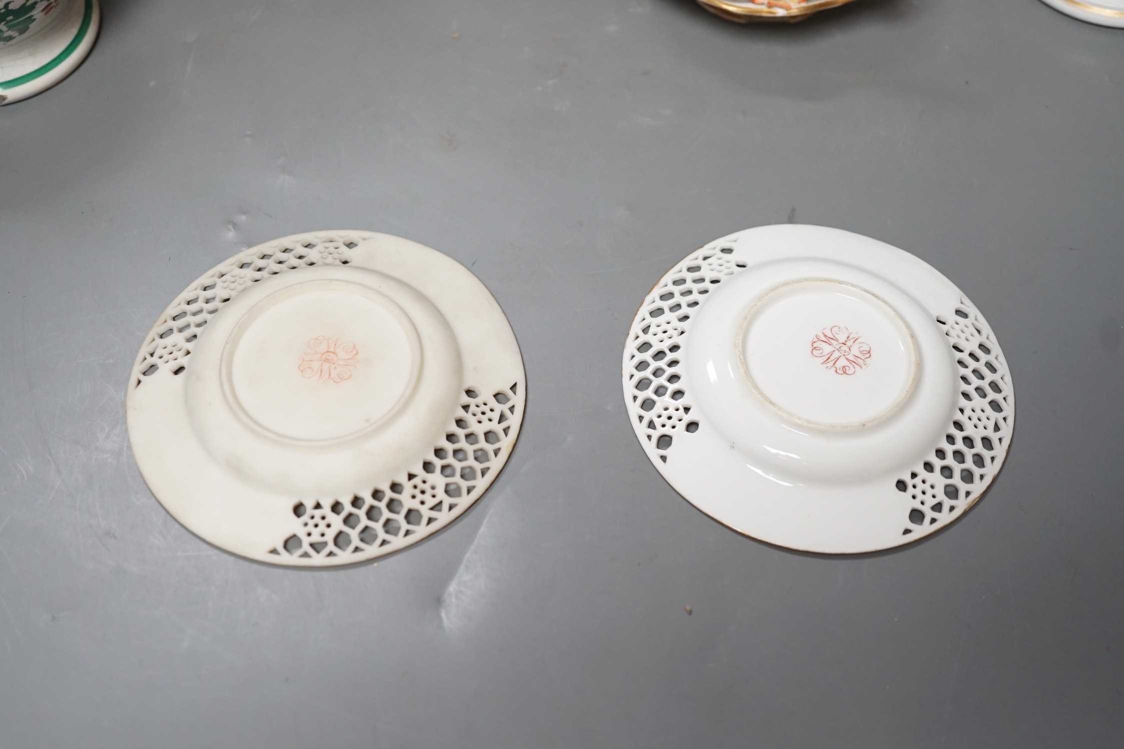 A group of English porcelain including two 19th century Worcester dishes